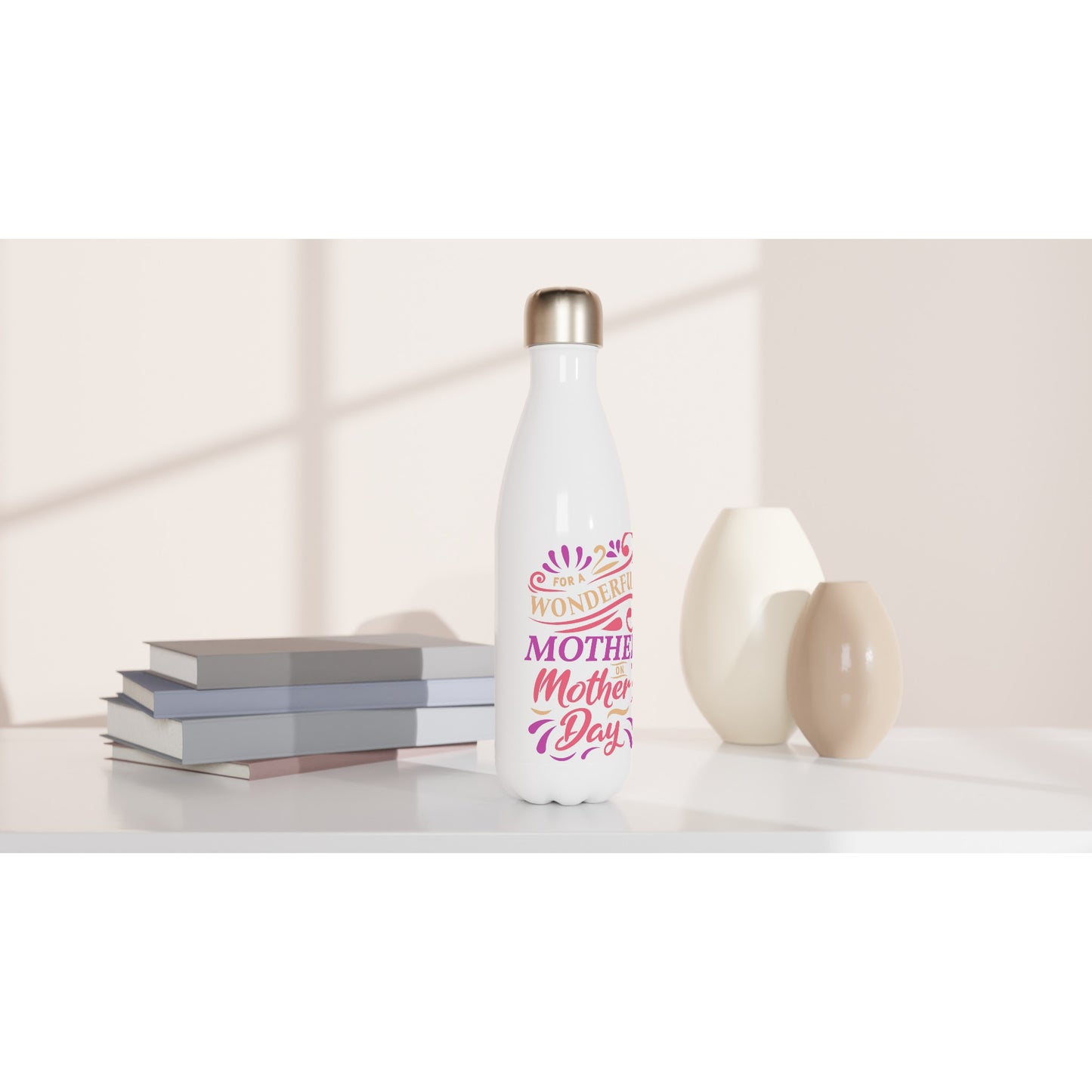 White 17oz Stainless Steel Water Bottle for Mother's Day