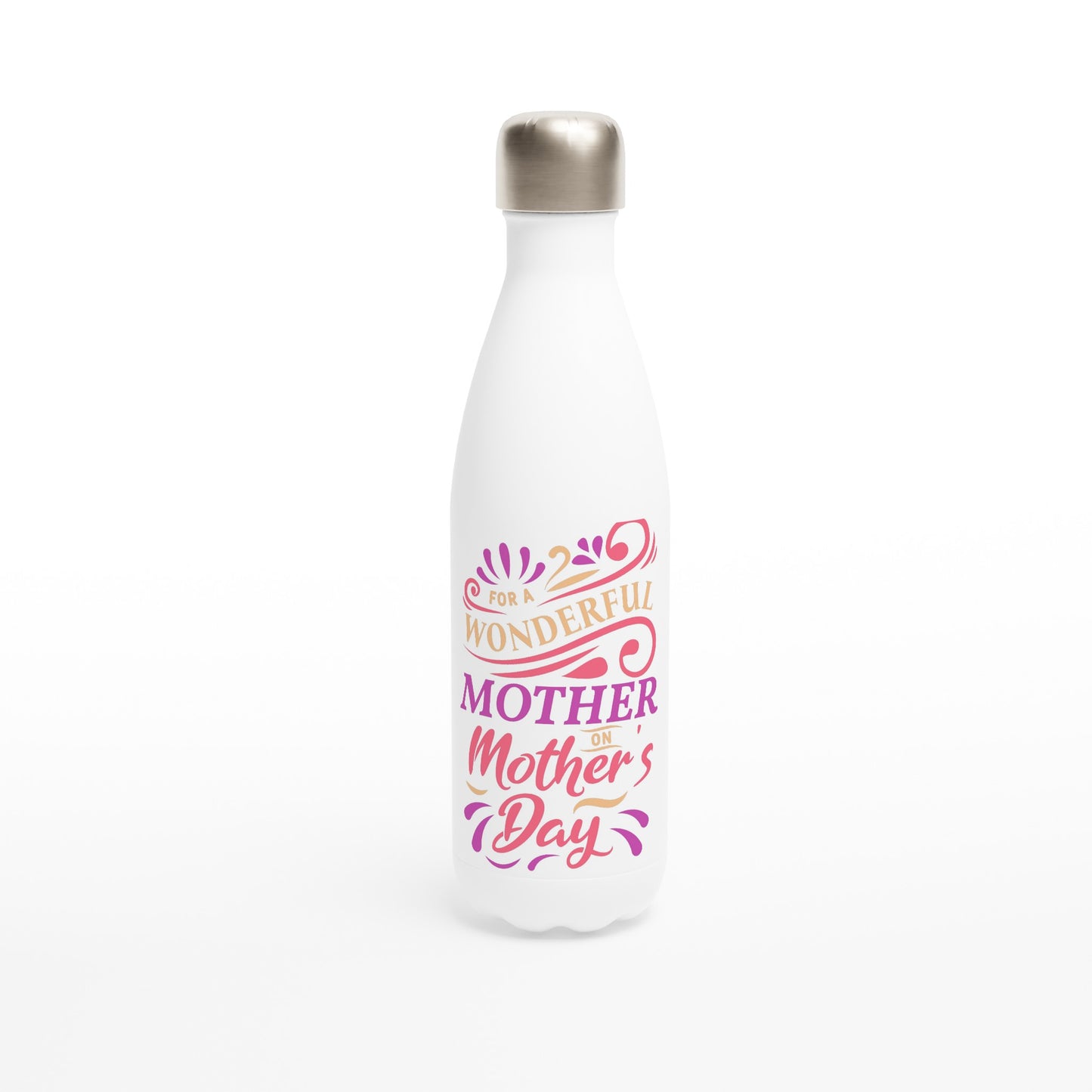 White 17oz Stainless Steel Water Bottle for Mother's Day