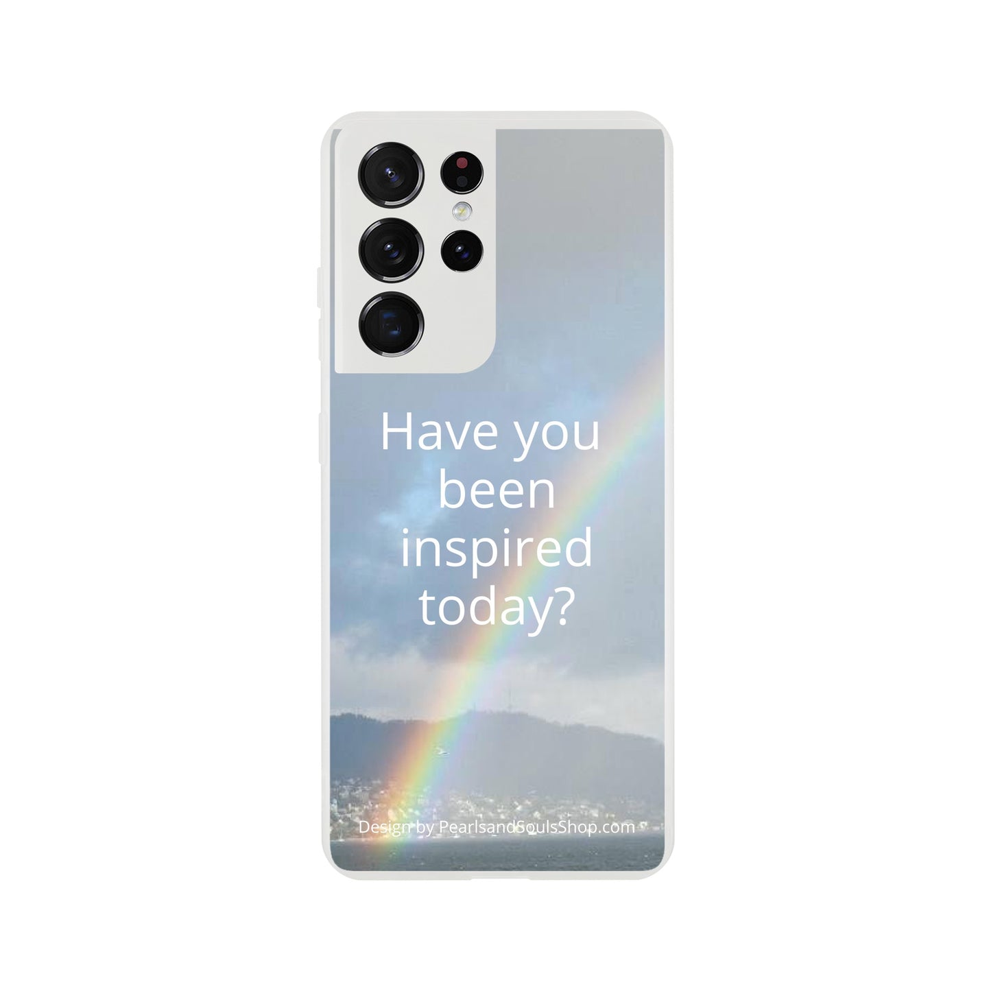 Flexi case with rainbow and quote Have you been inspired today?