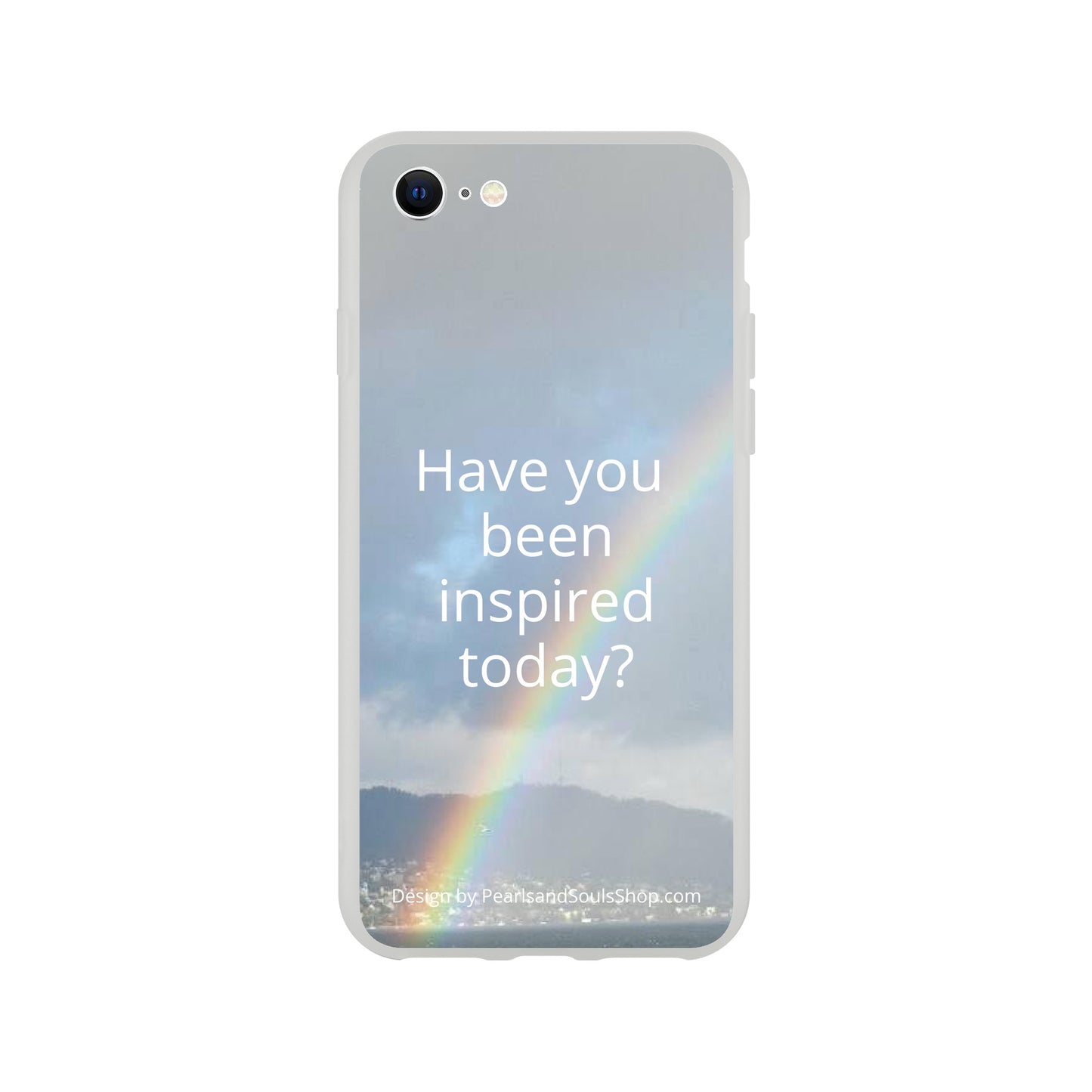 Flexi case with rainbow and quote Have you been inspired today?