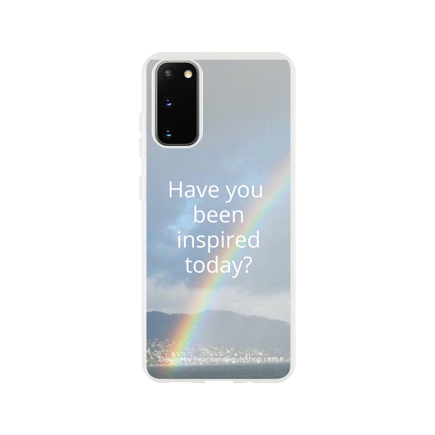 Flexi case with rainbow and quote Have you been inspired today?