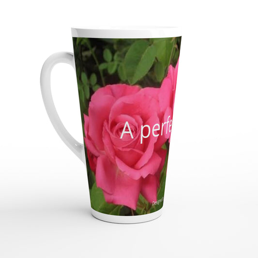 A perfect couple pink roses White Latte 17oz Ceramic Mug perfect for Valentine's Day