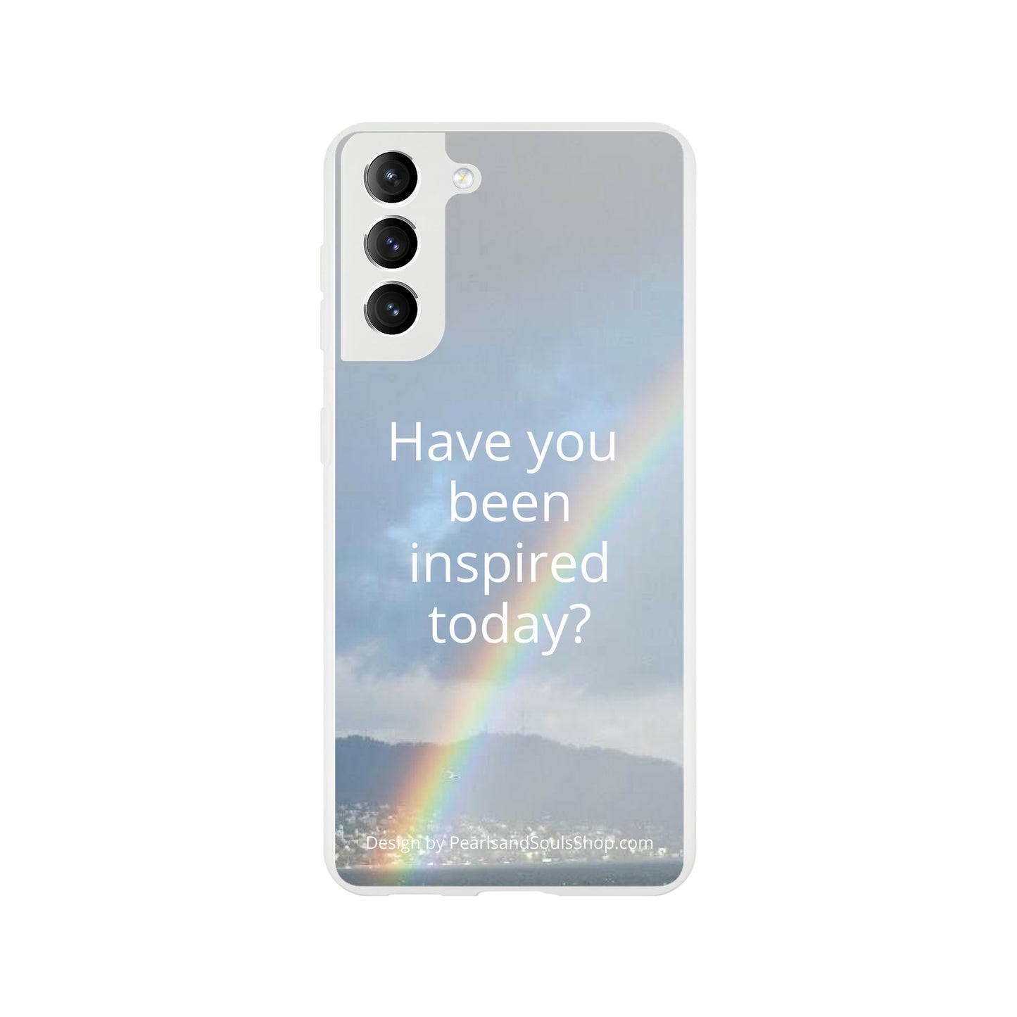 Flexi case with rainbow and quote Have you been inspired today?