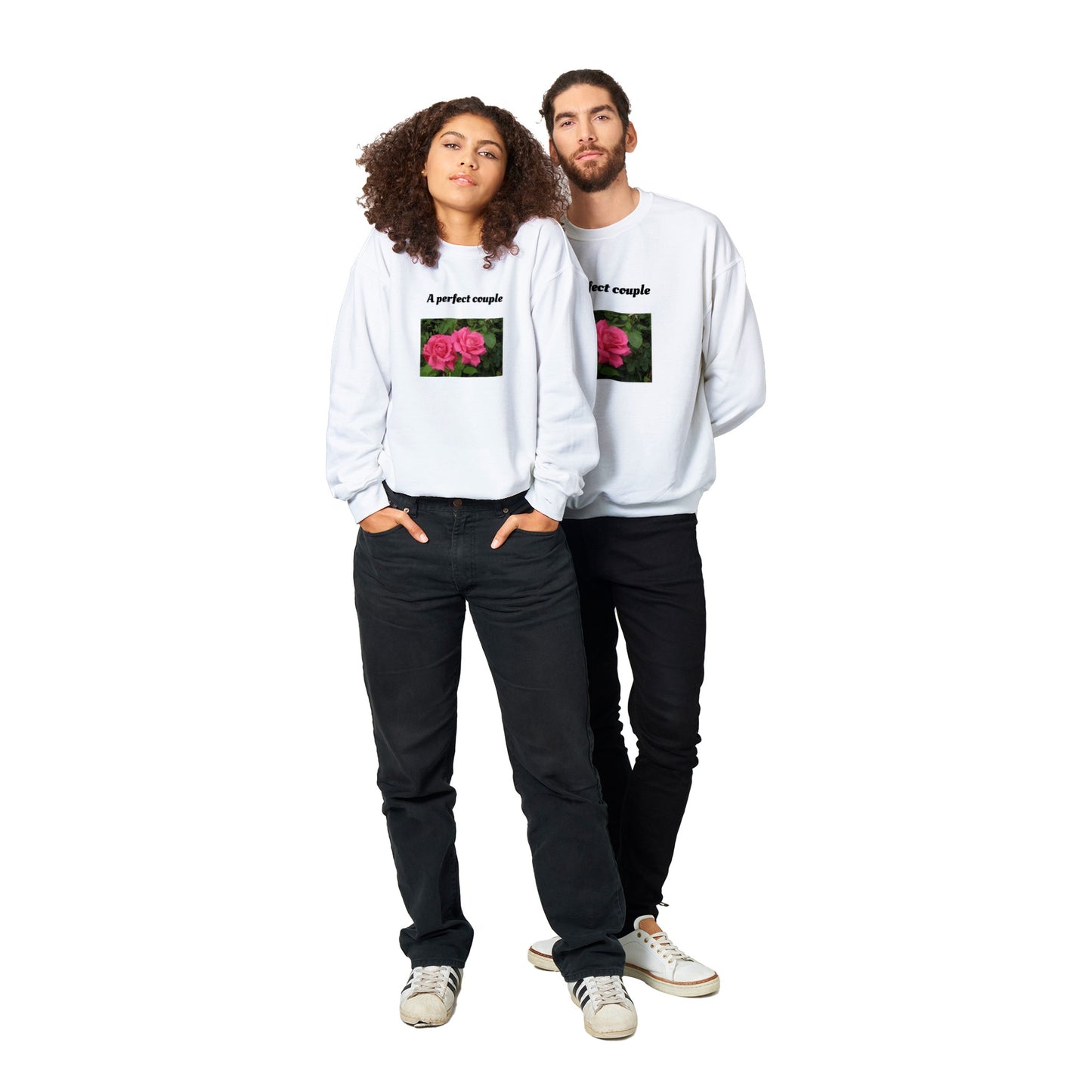 A perfect couple pink roses Classic Unisex Crewneck Sweatshirt