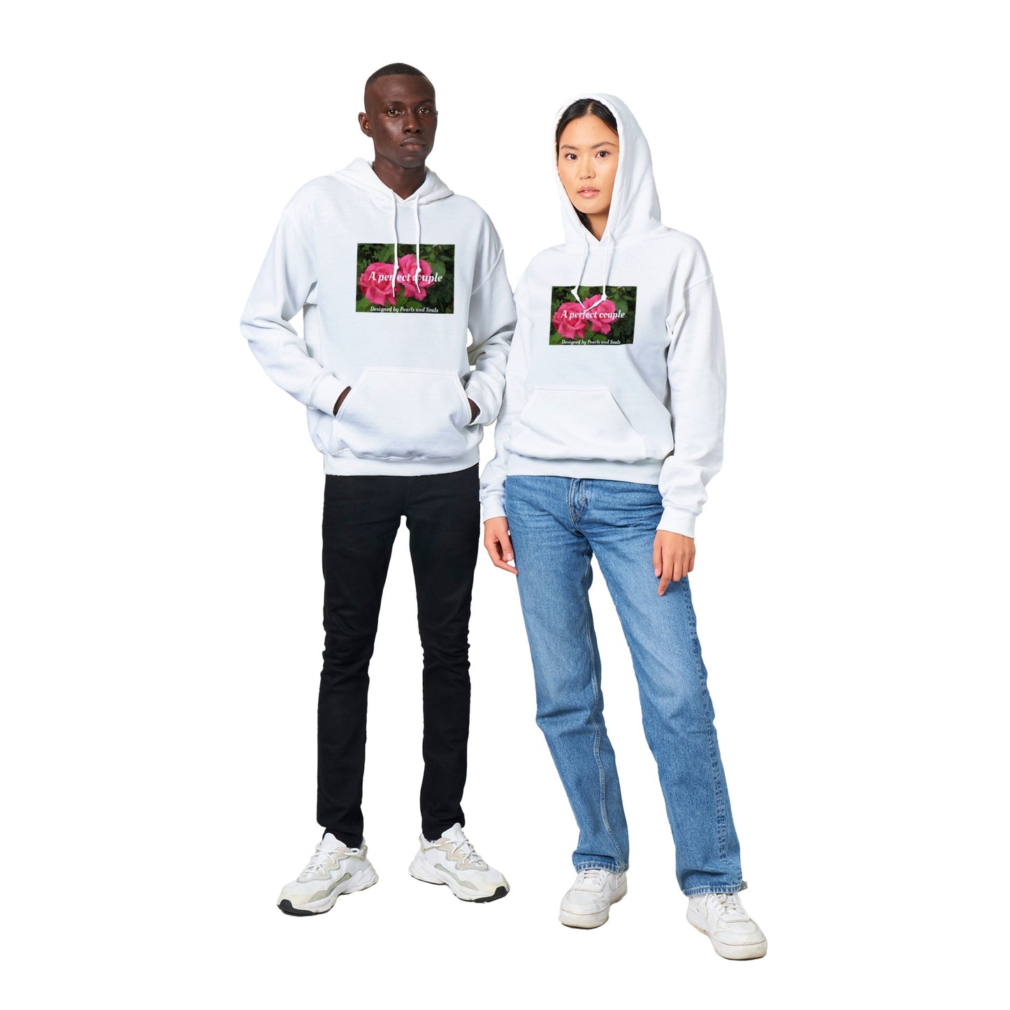 A perfect couple pink roses Classic Unisex Pullover Hoodie