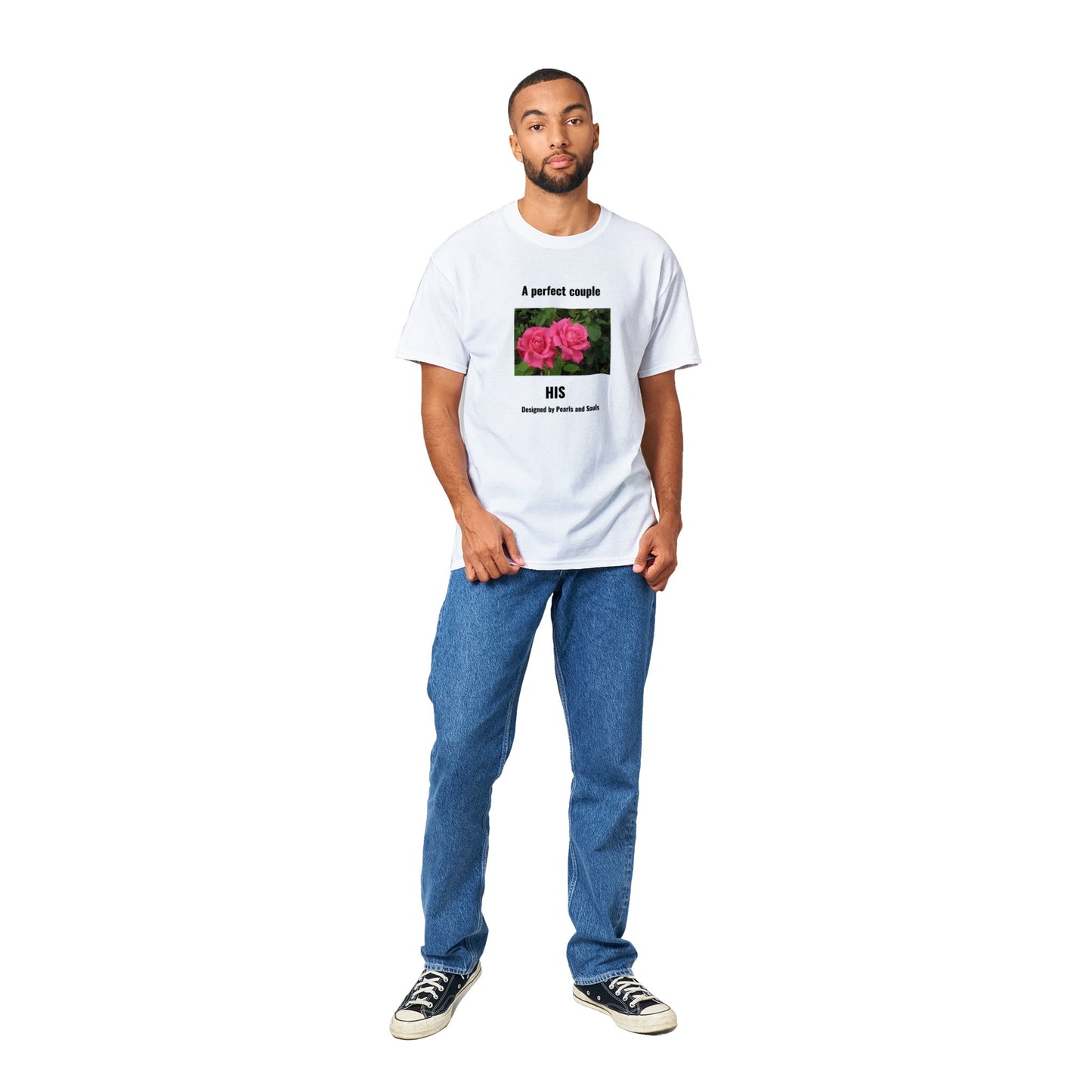 A perfect couple Heavyweight Crewneck T-shirt for Him roses pink