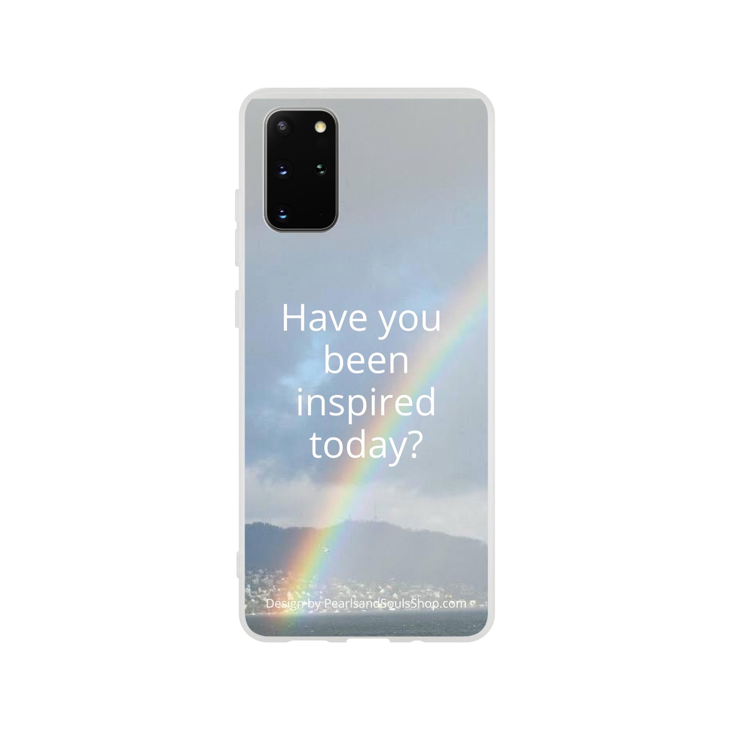 Flexi case with rainbow and quote Have you been inspired today?