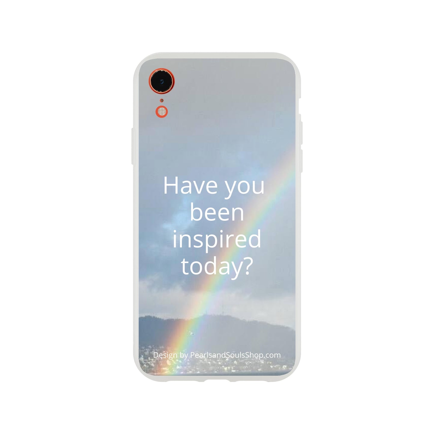 Flexi case with rainbow and quote Have you been inspired today?